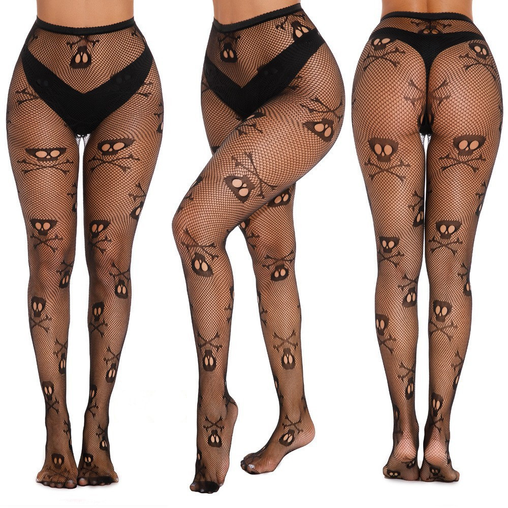 Колготки на хэллоуин с черепами для женщин one size черный Киев - изображение 2