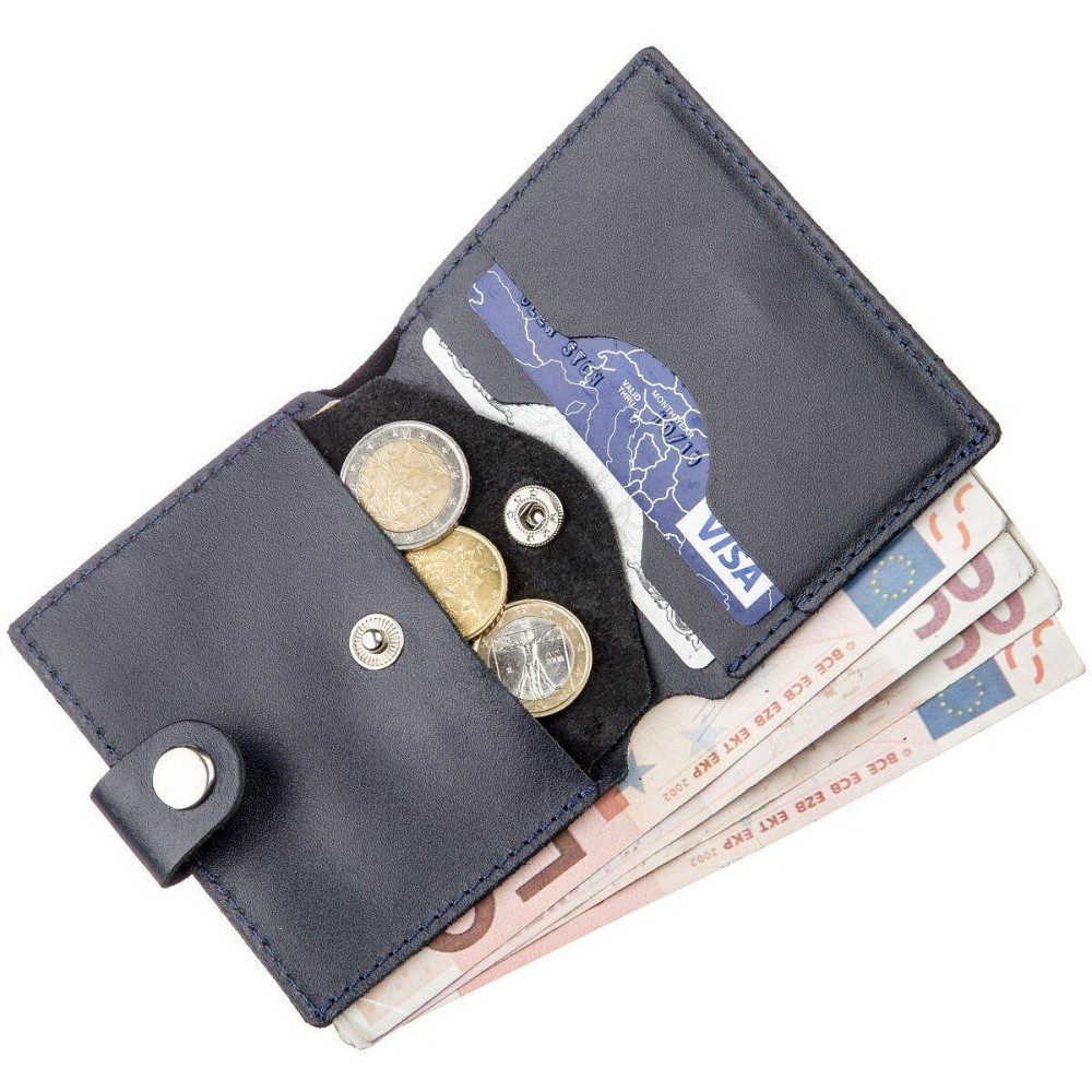 Портмоне вертикальное мужское кожаное с монетницей Синее (SHVIGEL) Киев - изображение 4