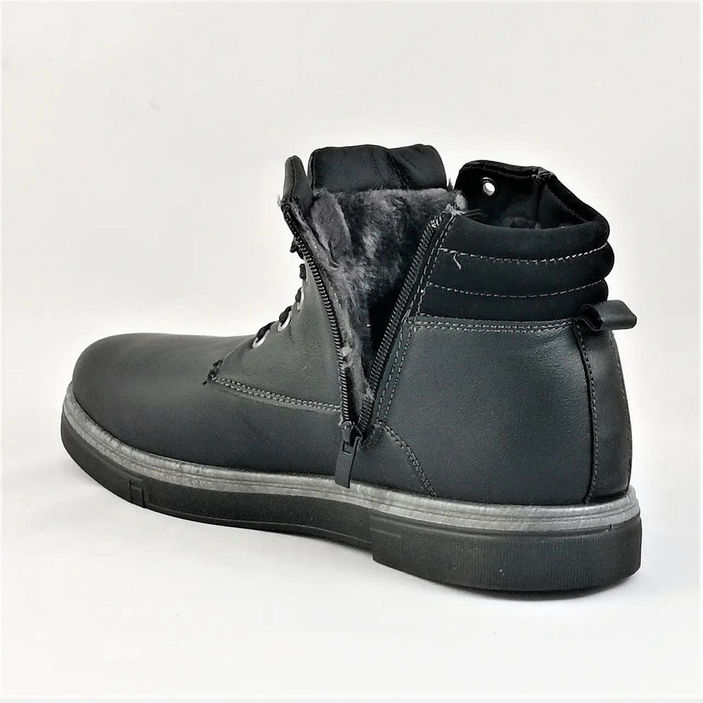 Черевики ЗИМНІ Чоловічі Чорні Кросівки з МЕХОМ на замку з блискавкою (розміри: 41,42,43,44,45) - 301-1 Дніпро - фото 7