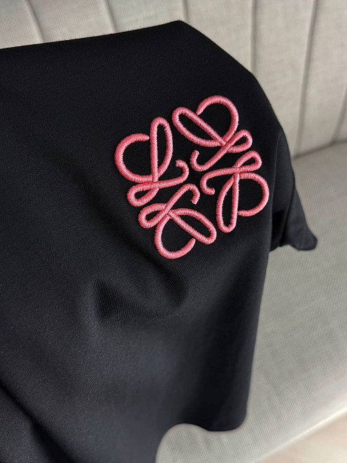 Футболка женская A-N 30096 базовая полуоверсайз с вышивкой, черный, one size Киев - изображение 2