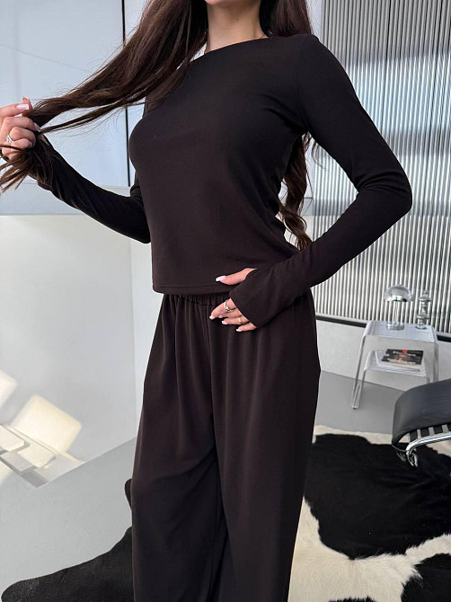 Женский прогулочный костюм двойка трикотаж термо Шоколад Одесса - изображение 8