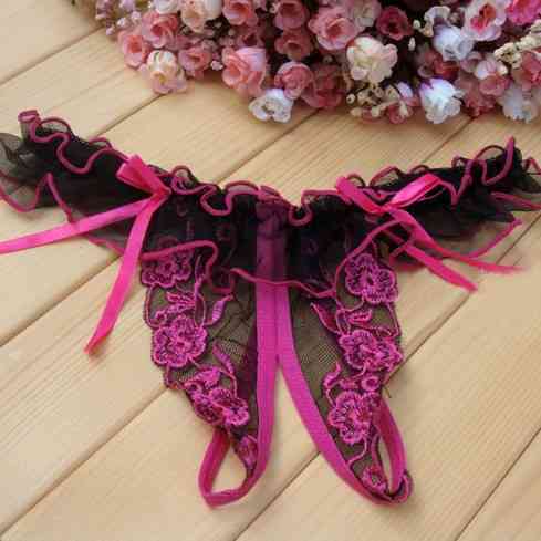 Трусики з розрізом еротичні колір чорний + розовий - розмір універсальний (на резинці) Київ