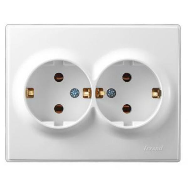 LESYA Розетка подвійна із заземленням білий Lezard Харків - фото 1