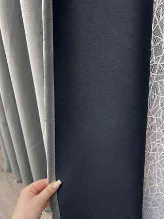 Комплект штор VR-Textil блекаут Scandi 200х270 2шт і Тюль 600х270 1900ш-1672т Сірий з білим 71-171/7 Київ