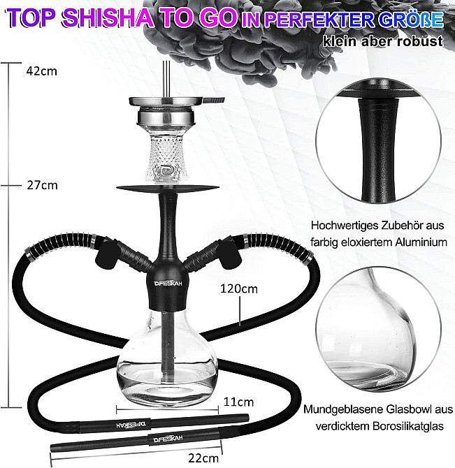 Кальян DFESKAH Shisha Set 42см 2 трубки Луцк - изображение 2