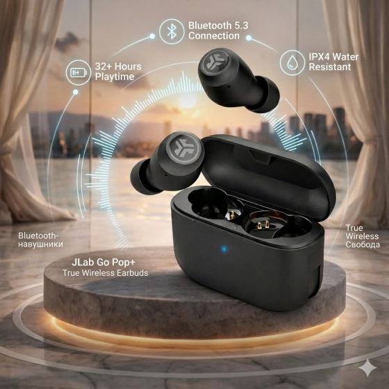 Уценка Беспроводные наушники JLab Go Pop+, внутриканальные, Bluetooth наушники, 35 часов воспроизведения, Bluetooth наушники Киев
