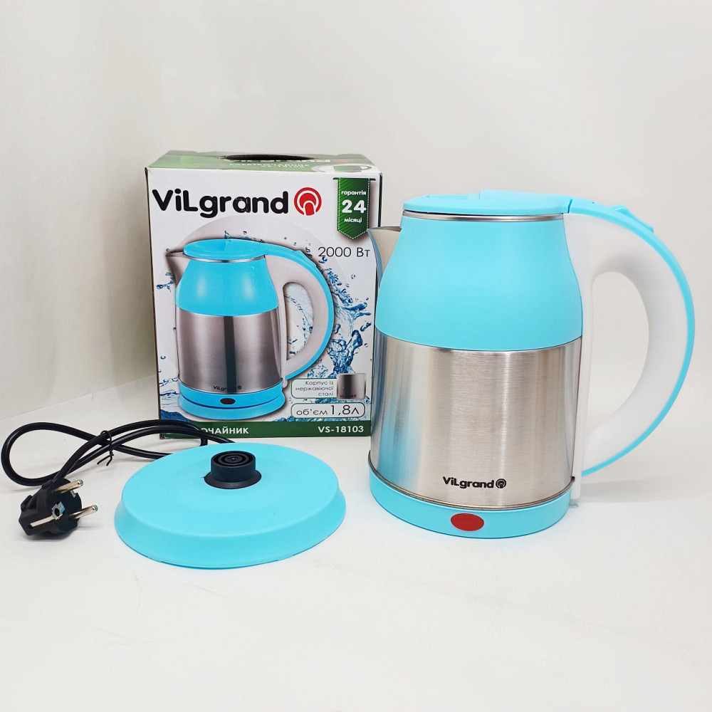 Електрочайник для комфортного використання на кухні Vilgrand VS-18103 1.8л, Якісний металевий чайник VE-56 Львів - фото 11