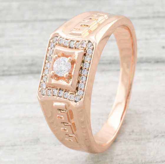 Печатка Xuping 11597 белые фианиты, позолота РО, ширина11 мм, размер 20, вес 4,6 г, мужская Киев