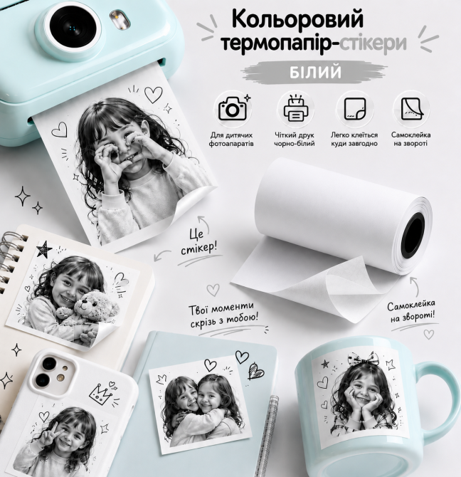 Самоклеюча термострічка для термофотоапаратів - біла Київ - фото 1