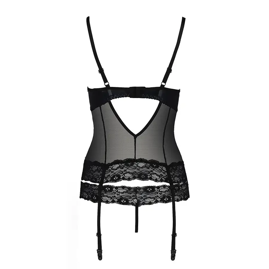 Корсет з відкритими грудьми Passion Exclusive NORTH CORSET S/M, black, пажі, трусики, шнурівка Львів - фото 6
