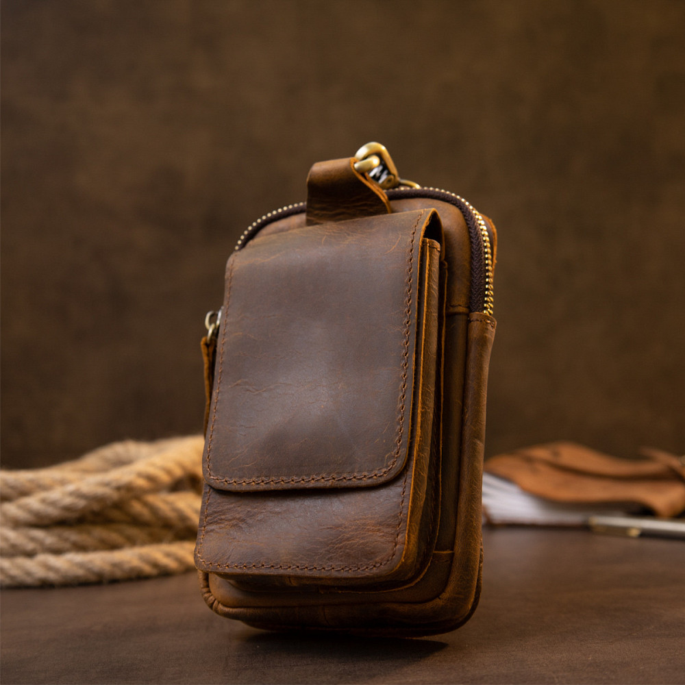 Сумка чоловіча на пояс Коричнева (Vintage) Київ - фото 1