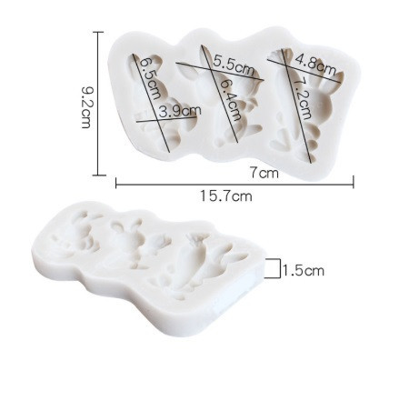 Молд силиконвый Заяц 157 на 92 мм серый Киев - изображение 2