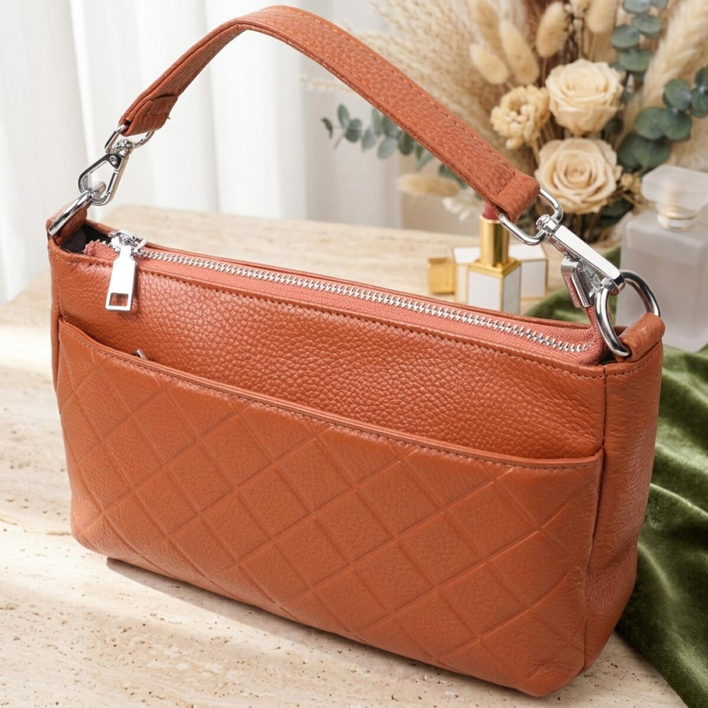 Сумка для женщин среднего размера на три отделения из натуральной кожи Vintage 22804 Рыжий Киев - изображение 11