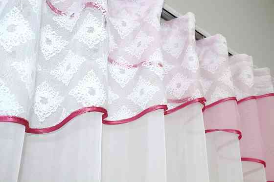 Кухонная занавесь (270х170см) цвет розовый с белым 00к 59-558 Киев