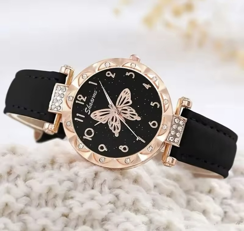 Подарочный набор для женщин Бабочка наручные часы браслет ожерелье и серьги без подарочной коробки черный Киев - изображение 4