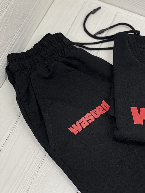 Костюм комплект Oversize літній Unisex  - WASTED (шорти + футболка) Чернівці - фото 2