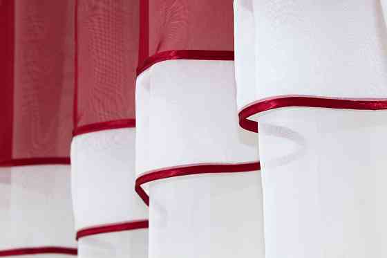 Кухонная занавеска VR-Textil № 018к штора и тюль с ламбрекеном красный с белым 270х170 см (50-215) Киев