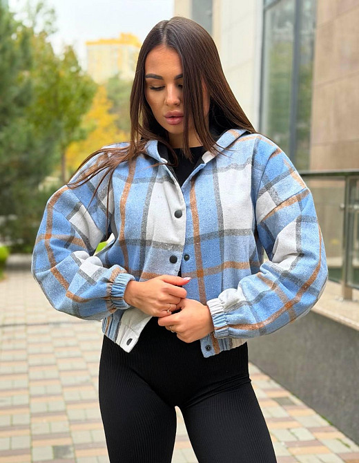 Жіночий повсякденний бомбер із подвійним капюшоном кашемір карта Блакитний, 42/46 Одеса - фото 6