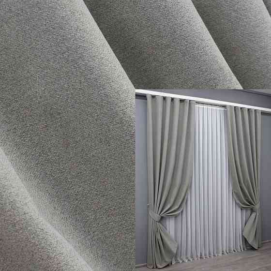 Комплект готовых штор VR-Textil Лен блэкаут № 1593ш Светло-серый 200х240 см 2 шт (39-896) Киев