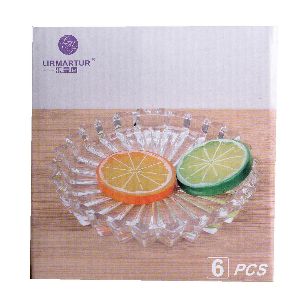 Набір із 6 тарілок для подачі по 12 см скляні прозорі круглі HP-YH-31 Київ - фото 8