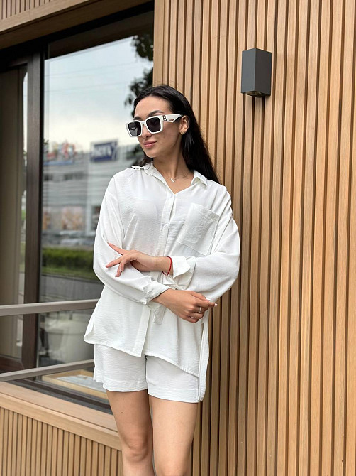 Костюм-трійка жіночий літній креп-жатка Молочний XL-2XL Харків - фото 4