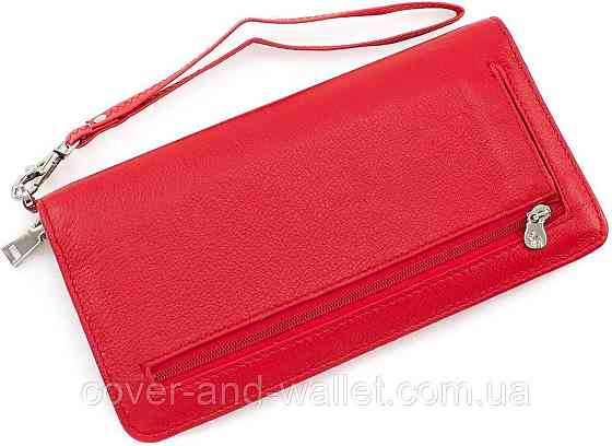 Бордовый кожаный женский кошелек клатч на молнии и магнитах MC Черный Киев