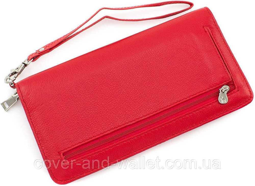 Бордовый кожаный женский кошелек клатч на молнии и магнитах MC Черный Киев - изображение 3