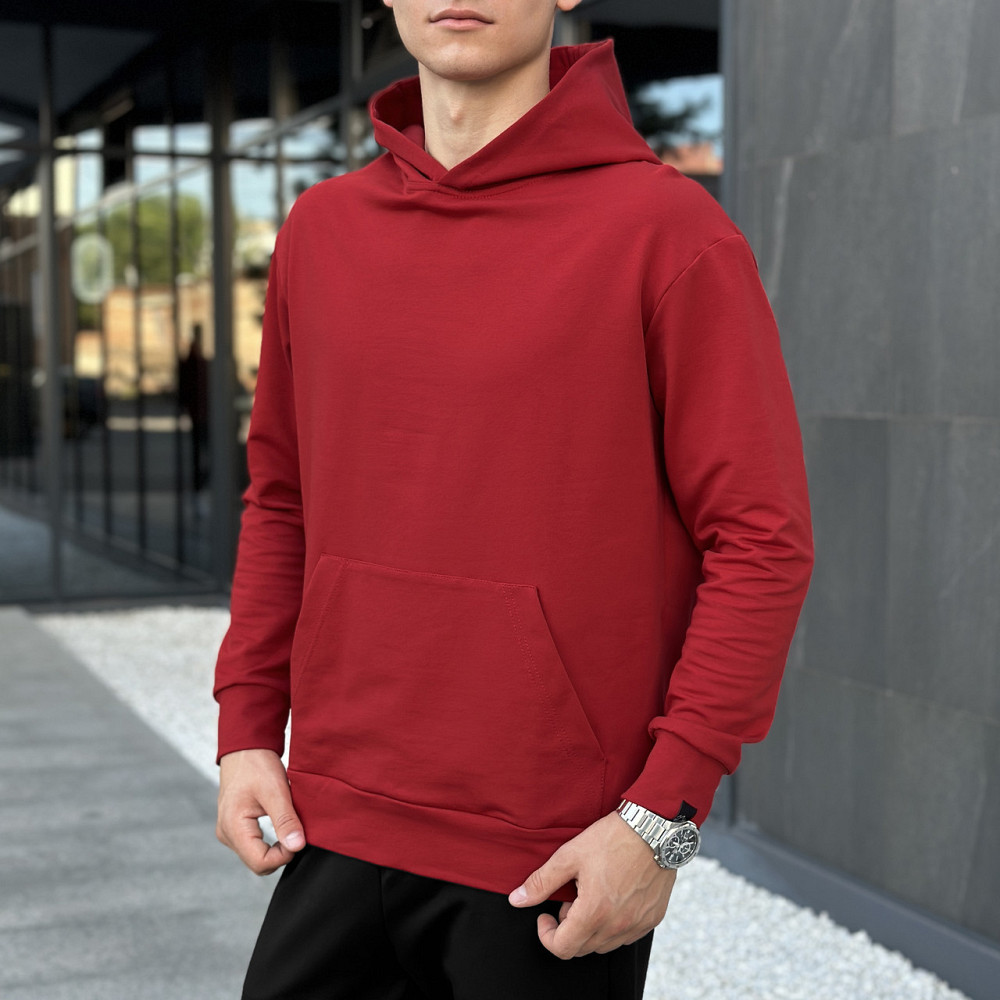 Чоловіче демісезонне худі з капюшоном червоне Pobedov 001 Київ - фото 1