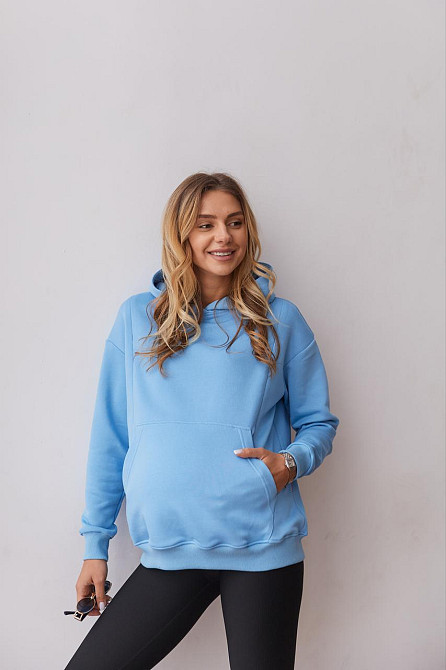 Вільний худі для майбутніх мам тринитка без начосу Chelm L-XL (46-48) Lullababe Блакитний Кривий Ріг - фото 3