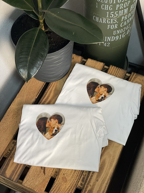 Парные футболки с вашим фото в форме сердца XXL, XL, Черный Черновцы - изображение 1