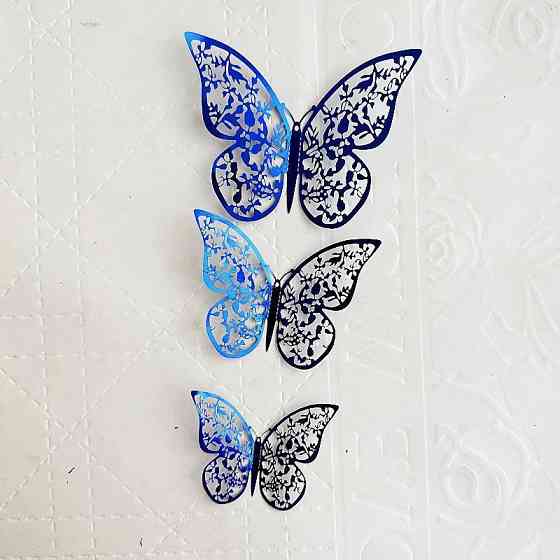 Метелики декоративні на стіну 12 штук синій Київ