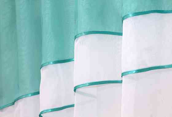 Кухонный комплект VR-Textil № 084к шторки с ламбрекеном белый с бирюзовым 280х170 см (52-0566) Киев