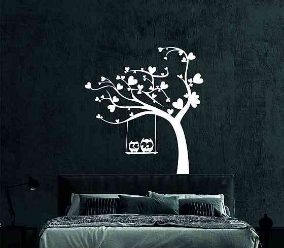 Декоративное настенное Панно «Совы на ветке», Декор на стену 90*66 см, Белый Киев