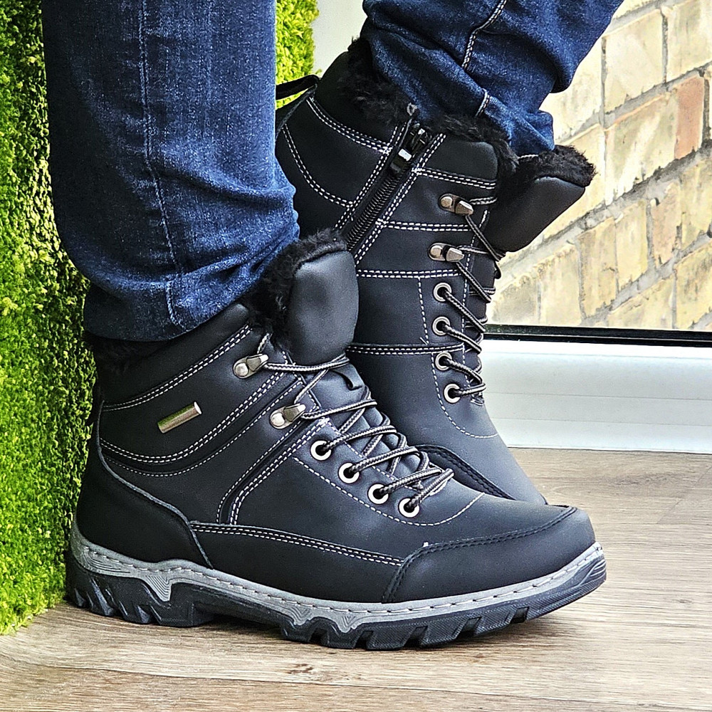 Черевики Зимові Чоловічі Кросівки на хутрі Чорні Зима Хух (розміри: 40,41,42,43,44,45) Відео Огляд — 502 Дніпро - фото 8