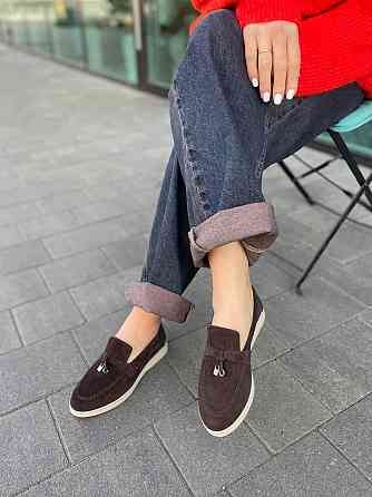 ALLSY Лоферы женские ALLSY коричневые натуральная замша плоская подошва размер 36-40 (340-3041- Коломыя