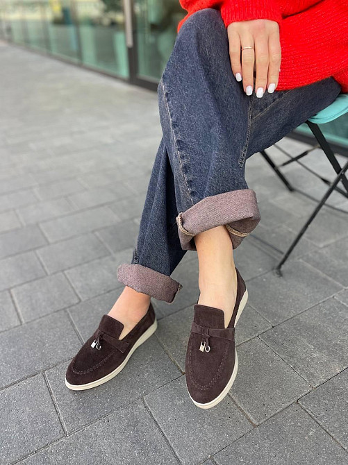 ALLSY Лоферы женские ALLSY коричневые натуральная замша плоская подошва размер 36-40 (340-3041- Коломыя - изображение 1