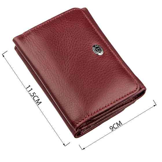 Компактный женский бумажник на кнопке ST Leather 18885 Темно-красный Киев