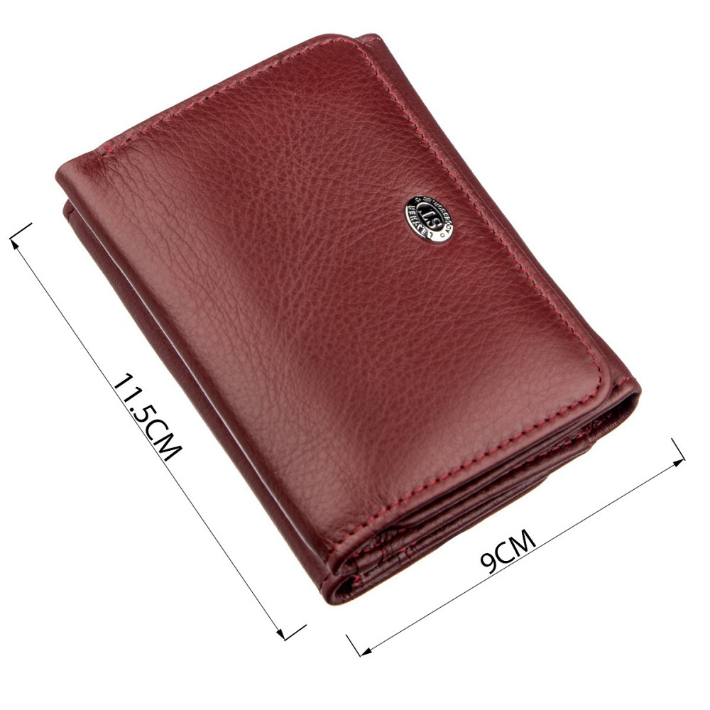 Компактний жіночий гаманець на кнопці ST Leather 18885 Темно-червоний Київ - фото 3