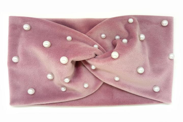 Пов'язка на голову лілового кольору з бусинками Київ - фото 1