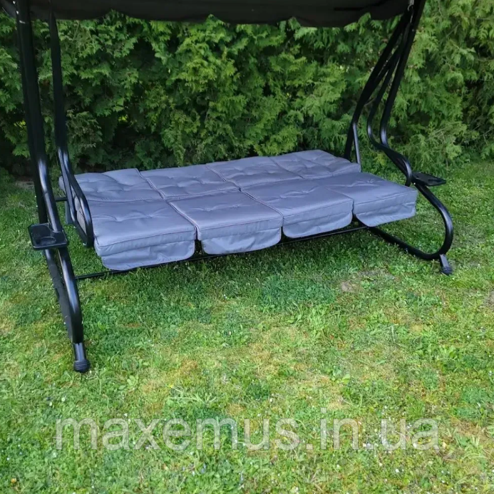 Садовые качели 4-х местная раскладная Bonro B 0 4 4 Серая с навесом и подушками (до 300 кг) Мостиська - фото 7