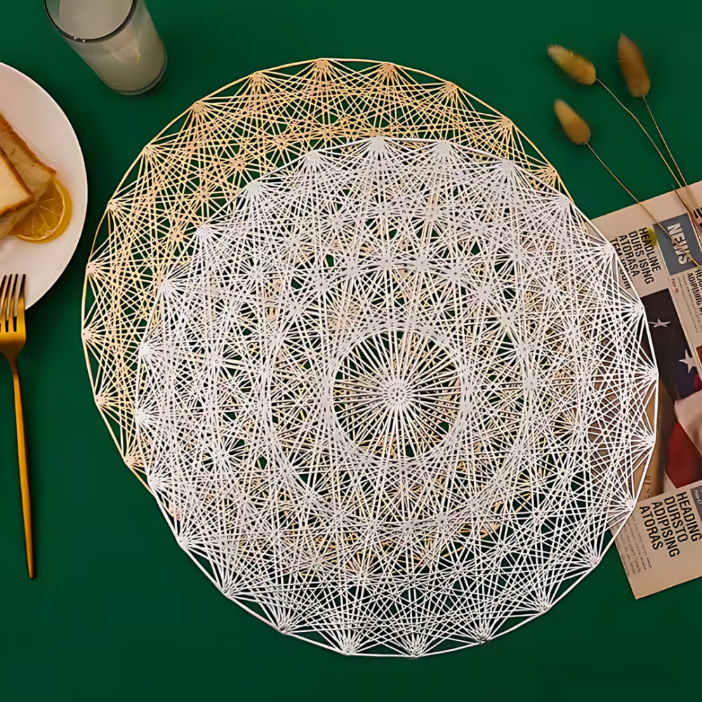 Сервировочная салфетка круглая под горячее, коврик сервировочный серебристый набор 2 шт Каменец-Подольский - изображение 3