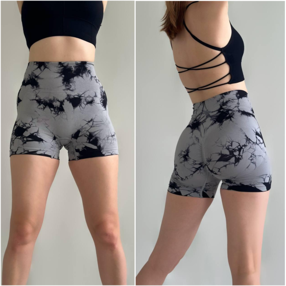 Жіночі шорти push up(пуш ап) облягаючі Marble спортивні для фітнесу з високою талією мармурові світло сірі світло сірі Одеса