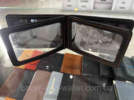 Маленькая кожаная обложка для прав и ID документов на четыре отдела Leather Коричневый Киев