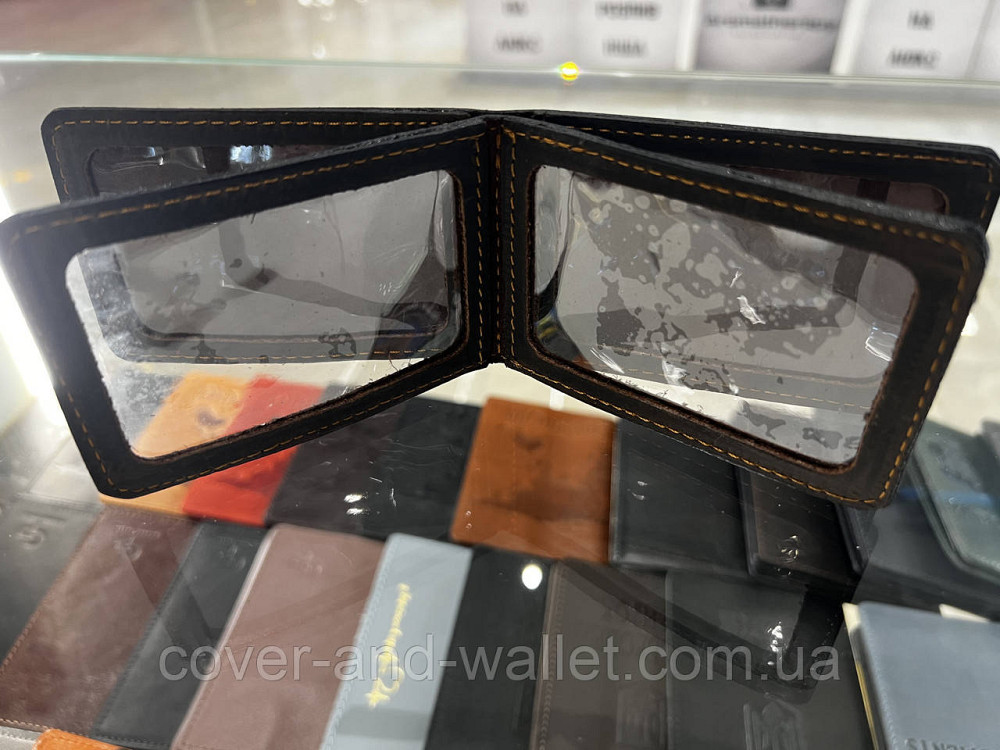 Маленькая кожаная обложка для прав и ID документов на четыре отдела Leather Коричневый Киев - изображение 2