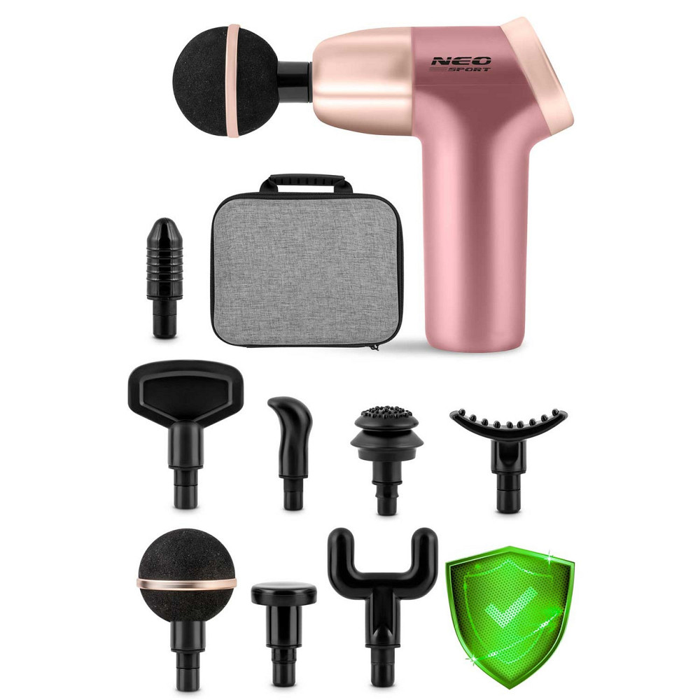 Массажный пистолет многофункциональный 8 насадок NS-500 Neo-Sport розовый Киев - изображение 10