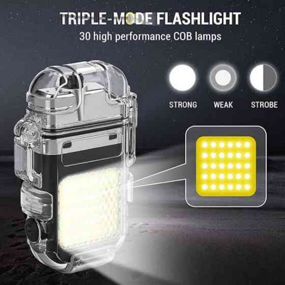 Зажигалка спиральная водонепроницаемая электронная с LED фонариком и зарядкой от USB CW-33 Львов