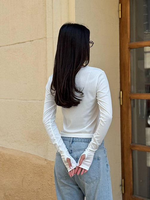 Женский стильный лонгслив с накатом Турецкий рубчик Белый, 42/44 Одесса - изображение 2