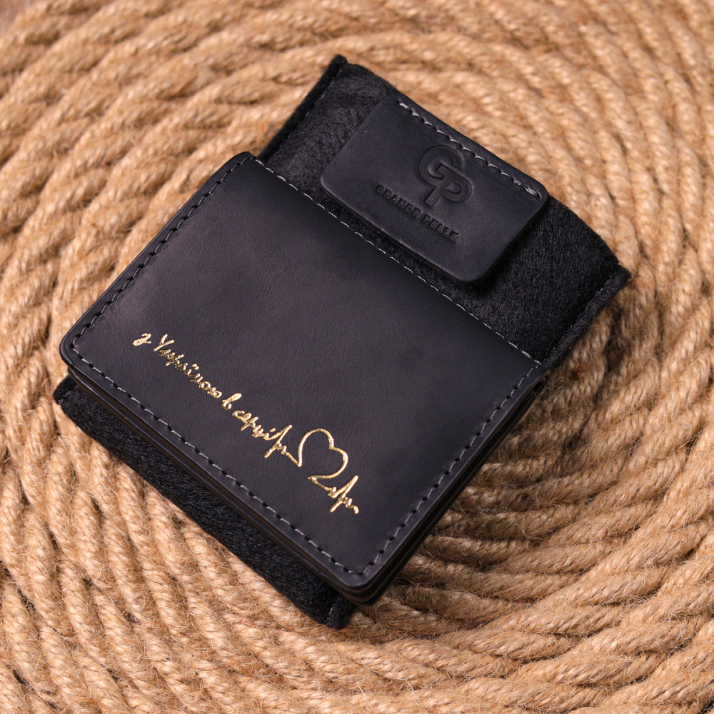 Відмінна обкладинка на автодокументи у вінтажній шкірі Серце GRANDE PELLE 16708 Чорна Київ - фото 1