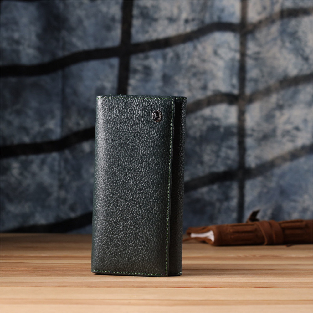 Модний гаманець для жінок із натуральної шкіри ST Leather 23099 Зелений Київ - фото 3