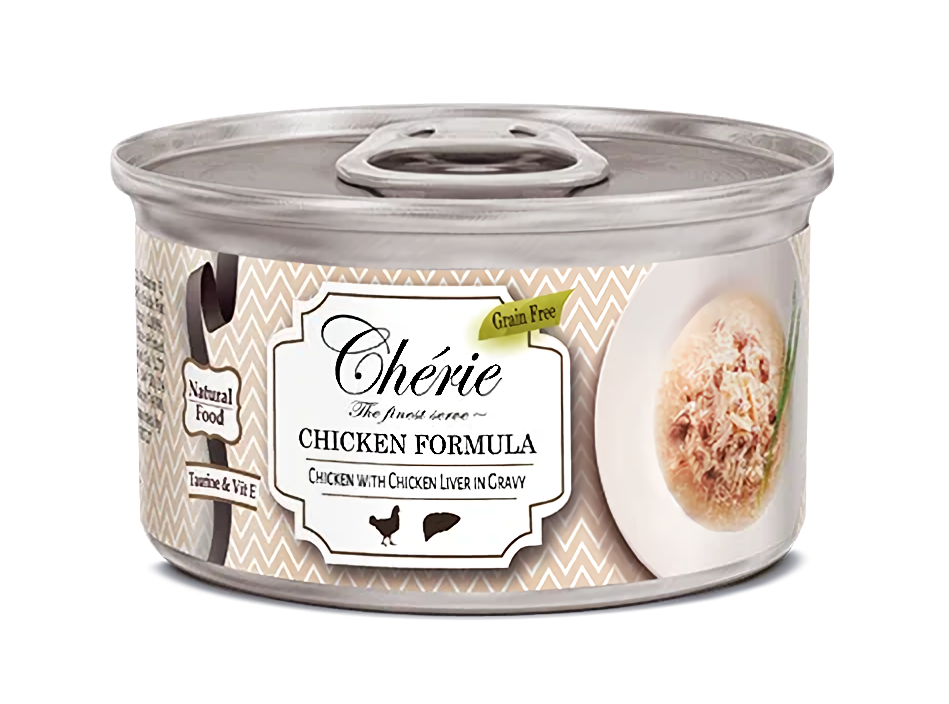 Корм влажный Cherie с кусочками мяса курицы и куриной печени в соусе 80 г Винница - изображение 1